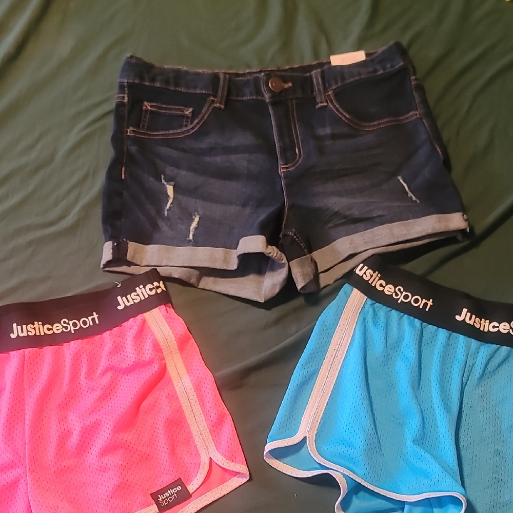 Justice Pink and Blue Jean Shorts